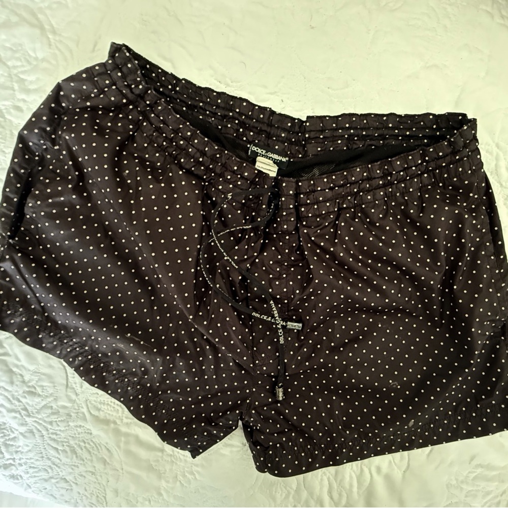 Dolce & Gabanna Men’s Deep Black Polka Dot Swim Shorts